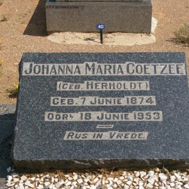 COETZEE Johanna Maria nee HERHOLDT 1874-1953