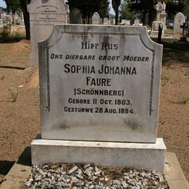 FAURE Sophia Johanna nee SCHONNBERG 1803-1884