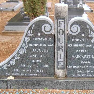 FOURIE Jacobus Andries 1908-1984 &amp; Maria Margaretha MARAIS 1915-1983