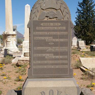 GROVÉ Johannes Francois 1847-1928 &amp; Magdalena Maria MALHERBE 1847-1930
