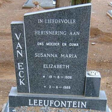 ECK Susanna Maria Elizabeth, van 1906-1989