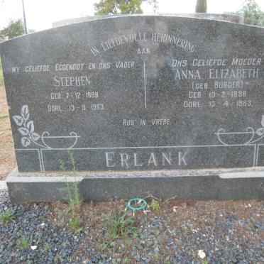 ERLANK Stephen 1888-1963 &amp; Anna Elizabeth BURGER 1896-1983