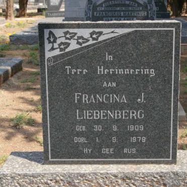 LIEBENBERG Francina J. 1909-1979