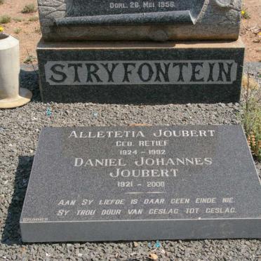 JOUBERT Daniel Johannes 1921-2008 &amp; Alletetia RETIEF 1924-1992