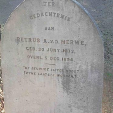 MERWE Petrus A., v.d. 1873-1894