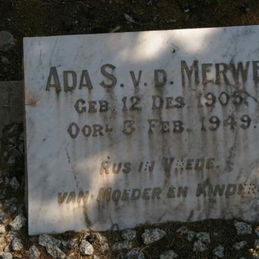 MERWE Ada S., v.d. 1905-1949