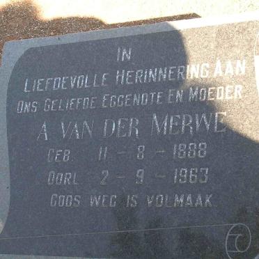 MERWE A., van der 1888-1963