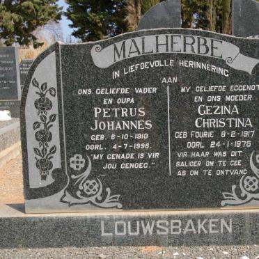 MALHERBE Petrus Johannes 1910-1996 &amp; Gezina Christina FOURIE 1917-1975