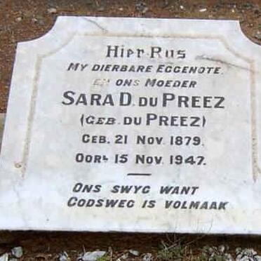 PREEZ Sara D., du nee DU PREEZ 1879-1947