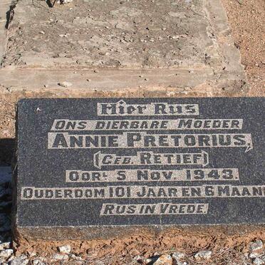 PRETORIUS Annie nee RETIEF    -1943