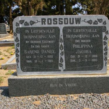 ROSSOUW Barend Daniel 1892-1965 &amp; Philippina Jacoba 1888-1980