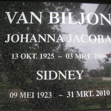 BILJON Sidney, van 1923-2010 &amp; Johanna Jacoba 1925-2006