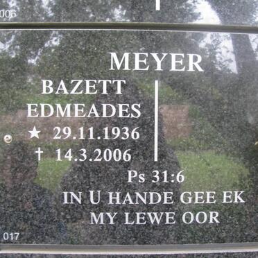 MEYER Bazett Edmeades 1936-2006