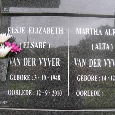 VYVER Elsje Elizabeth, van der 1948-2010 :: VAN DER VYVER Martha Aletta 1941-
