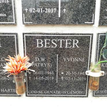BESTER D.W. 1943-2019 &amp; Yvonne 1945-2019
