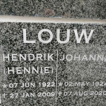 LOUW Hendrik 1922-2009 &amp; Johanna 1924-2020