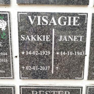 VISAGIE Sakkie 1929-2017 &amp; Janet 1943-