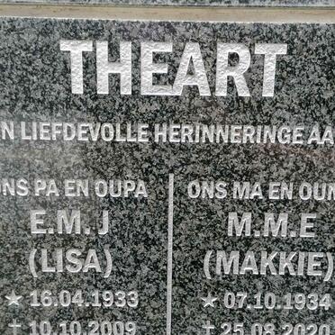 THEART E.M.J. 1933-2009 &amp; M.M.E. 1934-2020