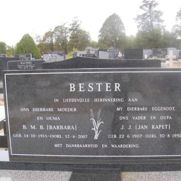 BESTER J.J. 1907-1992 &amp; B.M.B. 1915-2007