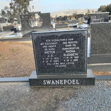 SWANEPOEL Pieter J.S. 1921-1993 &amp; Rhona Elizabeth 1925-2009