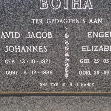 BOTHA David Jacob Johannes 1921-1986 &amp; Engela Elizabeth 1930-2015