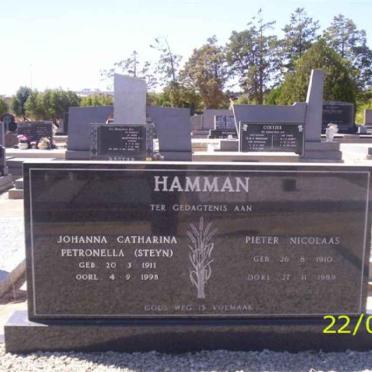 HAMMAN Pieter Nicolaas 1910-1989 &amp; Johanna Catharina Petronella STEYN 1911-1998