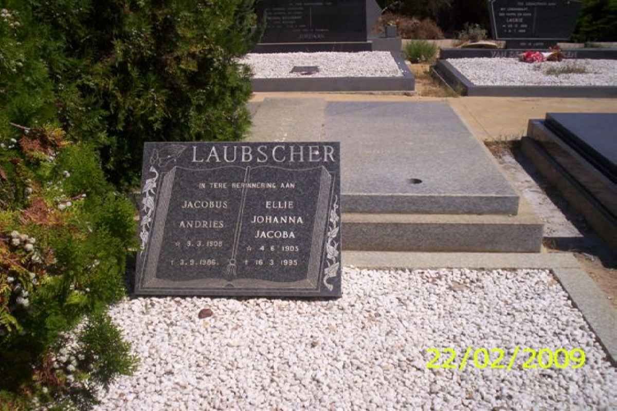 LAUBSCHER Jacobus Andries 1905-1986 &amp; Ellie Johanna Jacoba 1905-1995