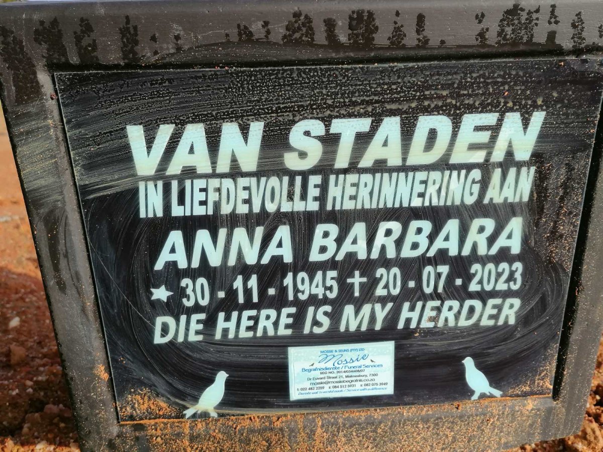 STADEN Anna Barbara, van 1945-2023