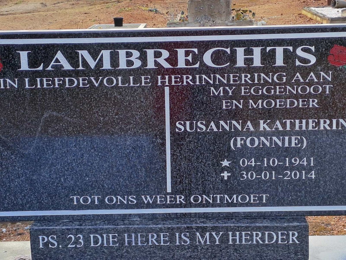 LAMBRECHTS Susanna Katherine 1941-2014