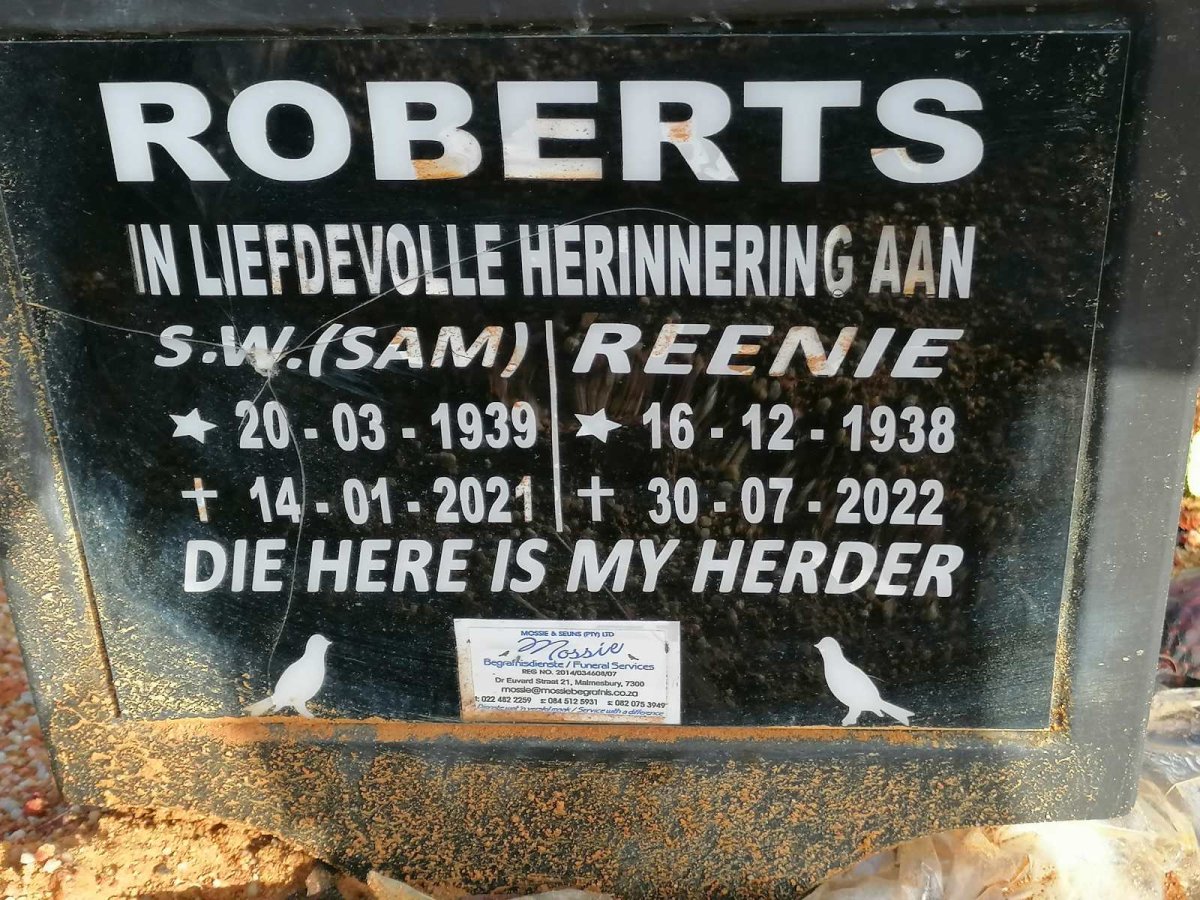 ROBERTS S.W. 1939-2021 &amp; Reenie 1938-2022