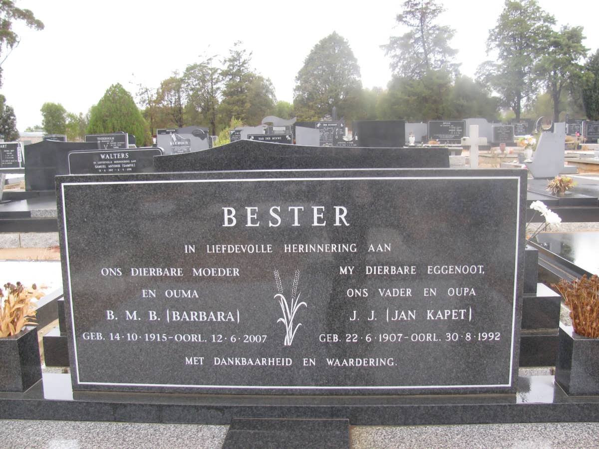 BESTER J.J. 1907-1992 &amp; B.M.B. 1915-2007