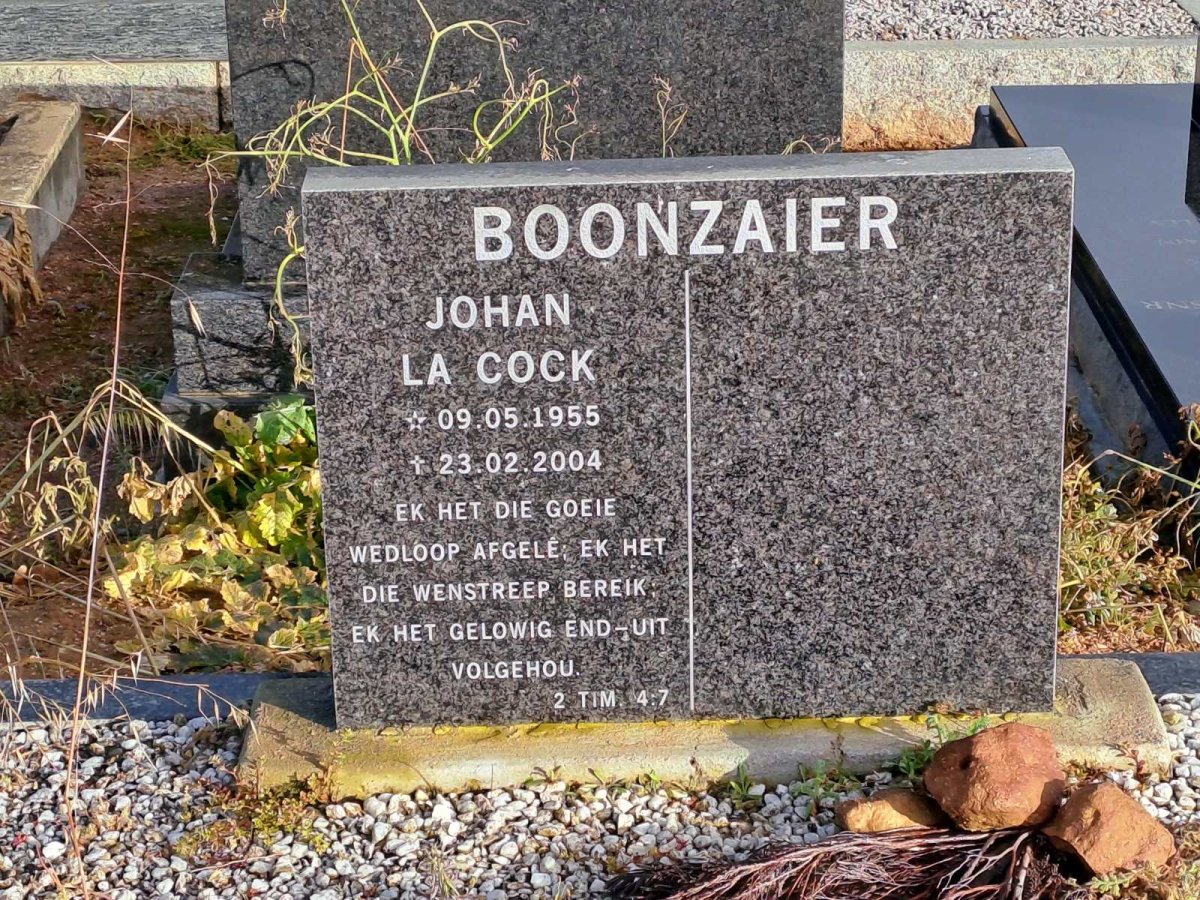 BOONZAIER Johan la Cock 1955-2004