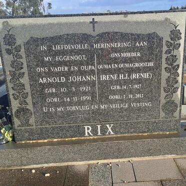 RIX Arnold Johann 1921-1991 &amp; Irene H.J. 1927-2012