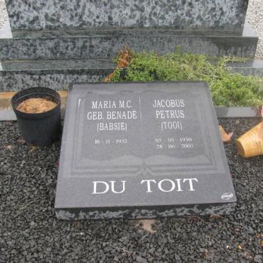 TOIT Jacobus Petrus, du 1930-2003 &amp; Maria M.C. BENADIE 1932-