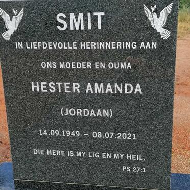 SMIT Hester Amanda nee JORDAAN 1949-2021