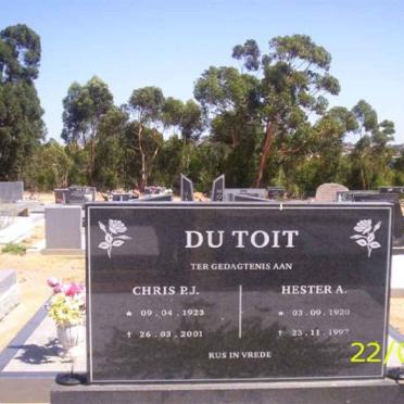 TOIT Chris P.J., du 1923-2001 &amp; Hester A. 1920-1997