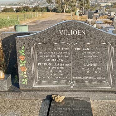 VILJOEN Jannie 1928-2010 &amp; Zacharya Petronella JORDAAN 1924-1989