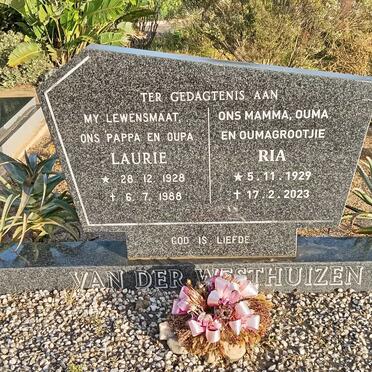 WESTHUIZEN Laurie, van der 1928-1988 &amp; Ria 1929-2023