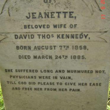 KENNEDY Jeanette 1858-1885