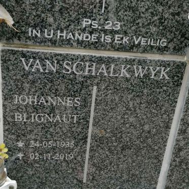 SCHALKWYK Johannes Blignaut, van 1935-2019