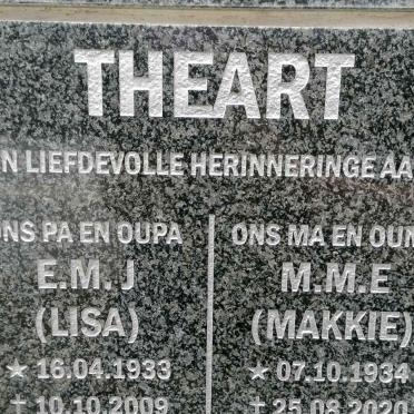 THEART E.M.J. 1933-2009 &amp; M.M.E. 1934-2020