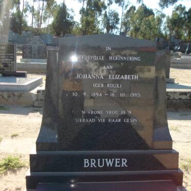 BRUWER Johanna Elizabeth nee ROUX 1894-1985