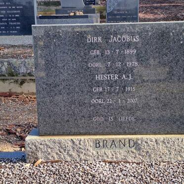 BRAND Dirk Jacobus 1899-1978 &amp; Hester A.J. 1915-2007