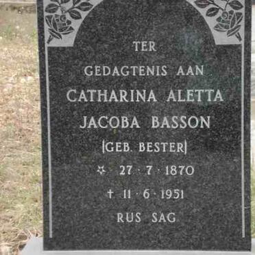 BASSON Catherina Aletta Jacoba née BESTER 1870-1951