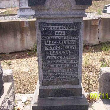BASSON Magdalena Petronella née DE KOCK 1871-1937