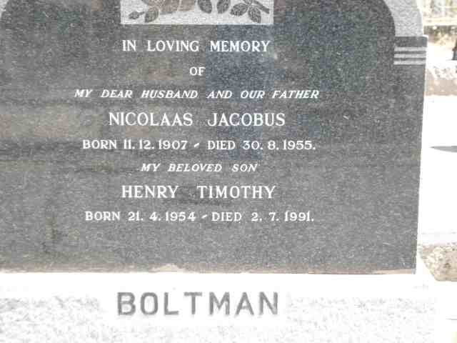 BOLTMAN Nicolaas Jacobus 1907-1955 :: BOLTMAN Henry Timothy 1954-1991