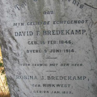BREDEKAMP David F. 1846-1914 &amp; Rosina J. RINKWEST 1852-1924