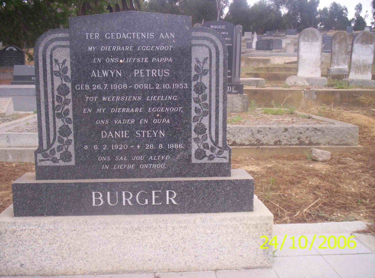 BURGER Alwyn Petrus 1908-1953 :: BURGER Danie Steyn 1920-1986