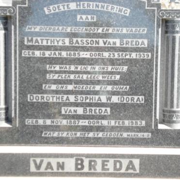 BREDA Matthys Basson, van 1885-1939 &amp;  Dorothea Sophia W. 1887-1983