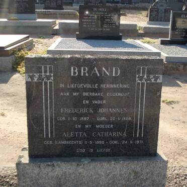 BRAND Frederick Johannes 1897-1968 &amp; Aletta Catharina LAMBRECHTS 1898-1971